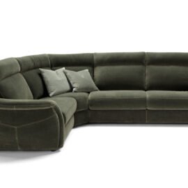 Ecksofa Aglais grün mit Kissen