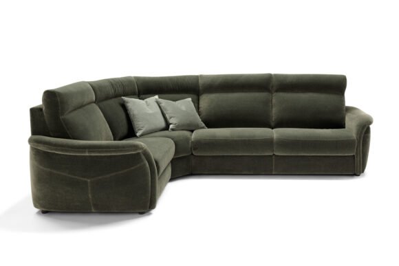 Ecksofa Aglais grün mit Kissen